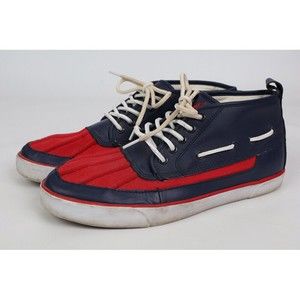Polo Ralph Lauren Parkstone Mid Duck Boat Deck Boots Shoes Red/Navy Blue 10.5D
